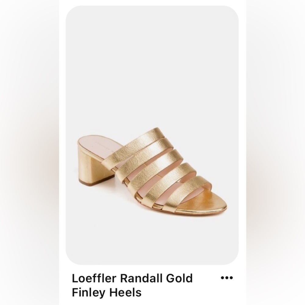 Loeffler Randall multi-strap gold mule sandals with 2-inch heel